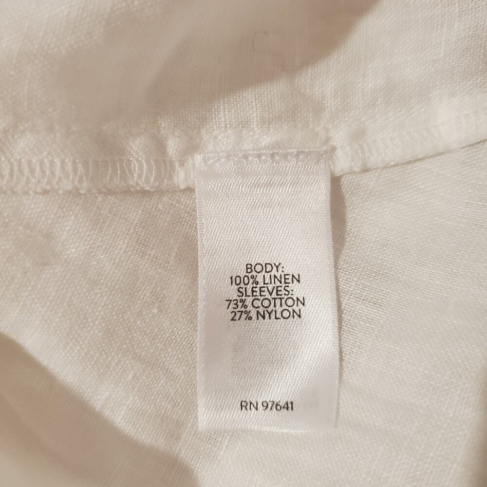 J Jill Love Linen Shell Button Tie Hem Blouse Top Womens Size M White Coastal - Picture 8 of 10